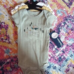 Gerber Green Baby Onesie Set with Camping Design